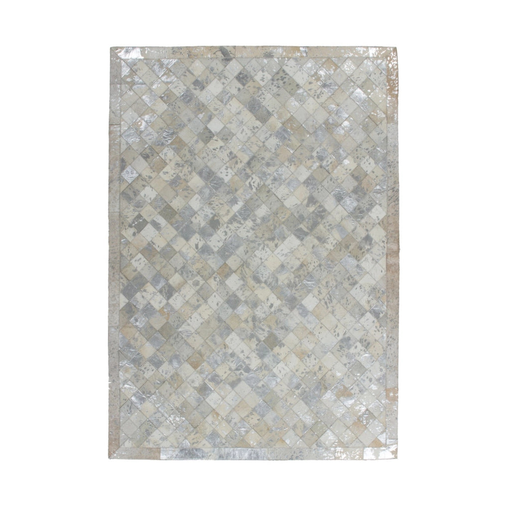 Tappeto patchwork Eclipse 200 in pelle grigio e argento