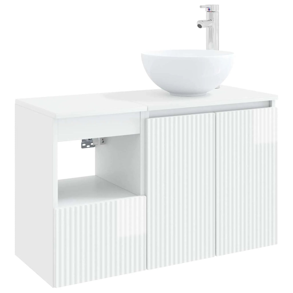 Set di mobili per il bagno 2 pz Bianco Lucido 3404028