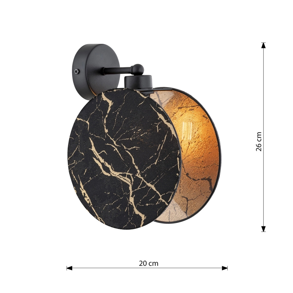 Applique 1 Luce Moderna Nut In Acciaio Effetto Marmo Nero
