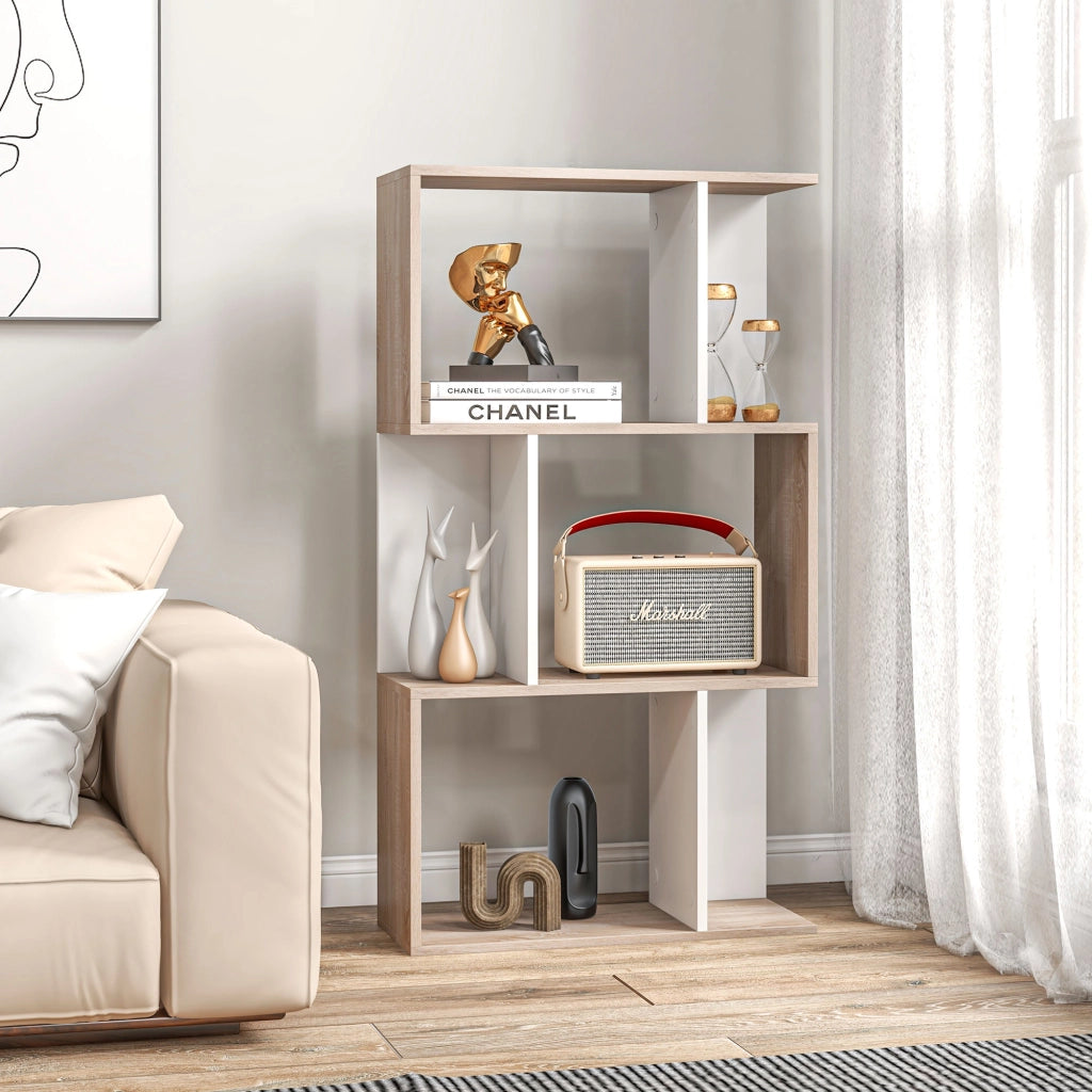 Libreria di Design Scaffale Ufficio Legno Moderna 3 Ripiani 60 ¡Á 24 ¡Á 111.4cm