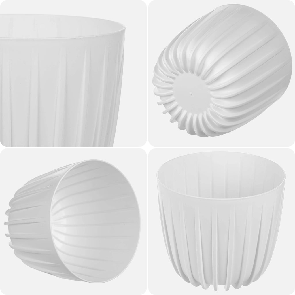 KADAX Vaso da fiori, coprivaso rotondo in plastica da 12,5 cm, supporto per fiori bianco