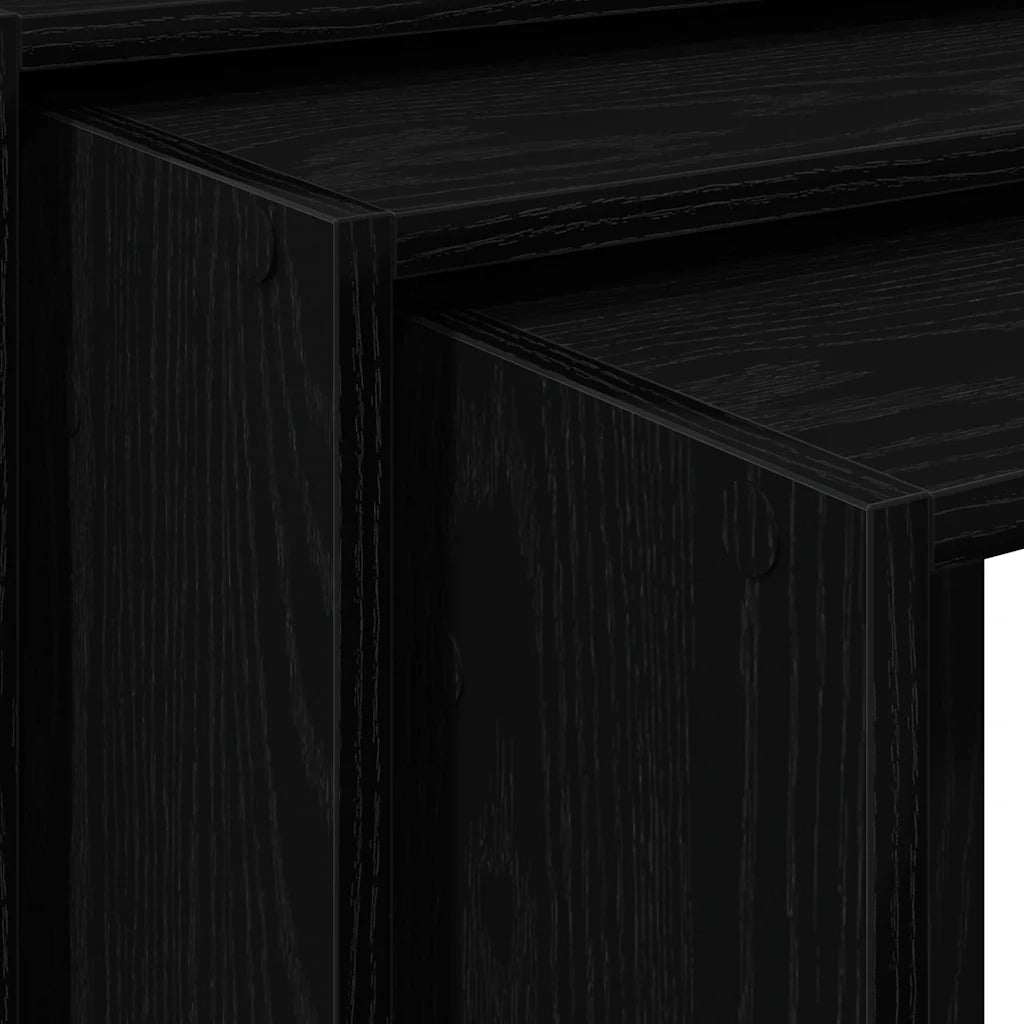 Tavolini Impilabili 3 pz Neri in Legno Multistrato 858534