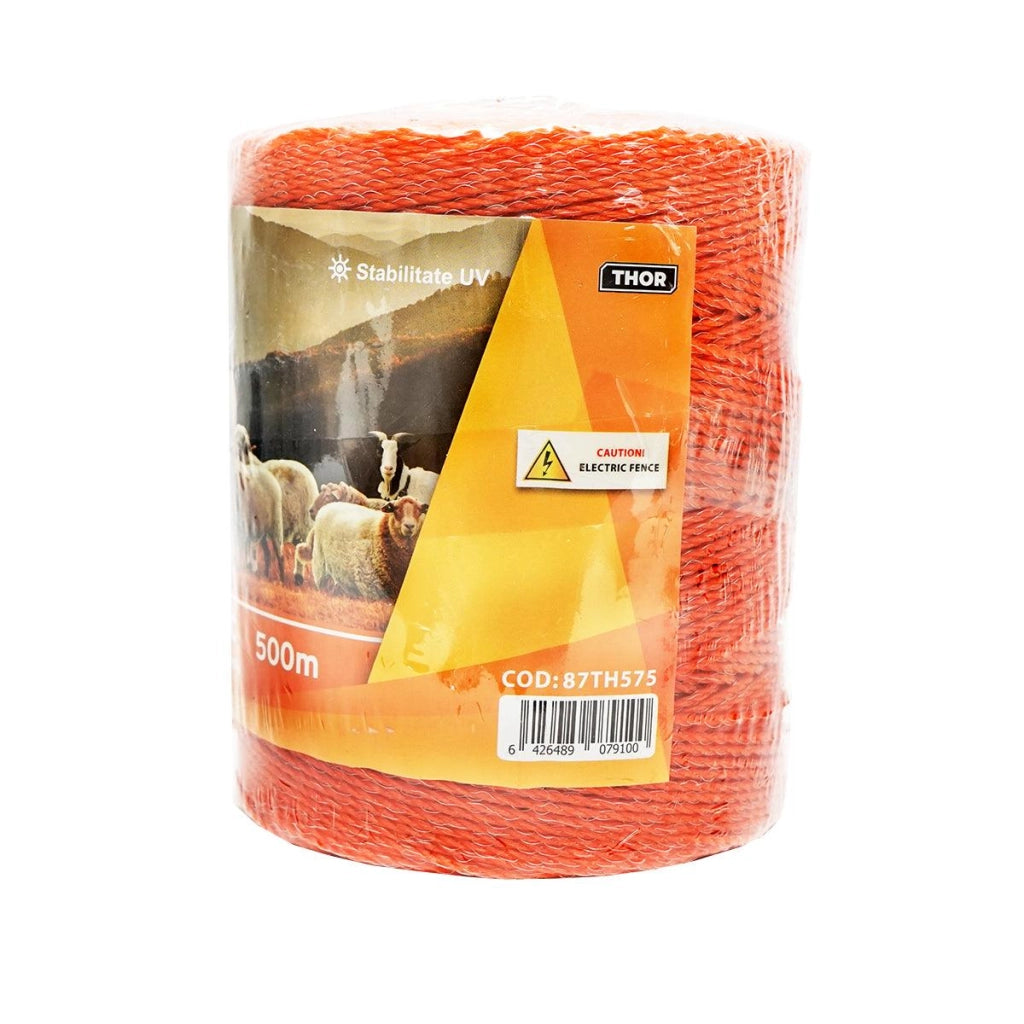 Filo per Recinto Elettrico, Lunghezza 500 mt, Ø2mm. 3x0.15mm. SS, 16 Ohm/m, colore arancione, Recinzioni Elettriche Thor