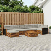 Set di divani da esterno 8 pz Naturale e Grigio Chiaro 3383644