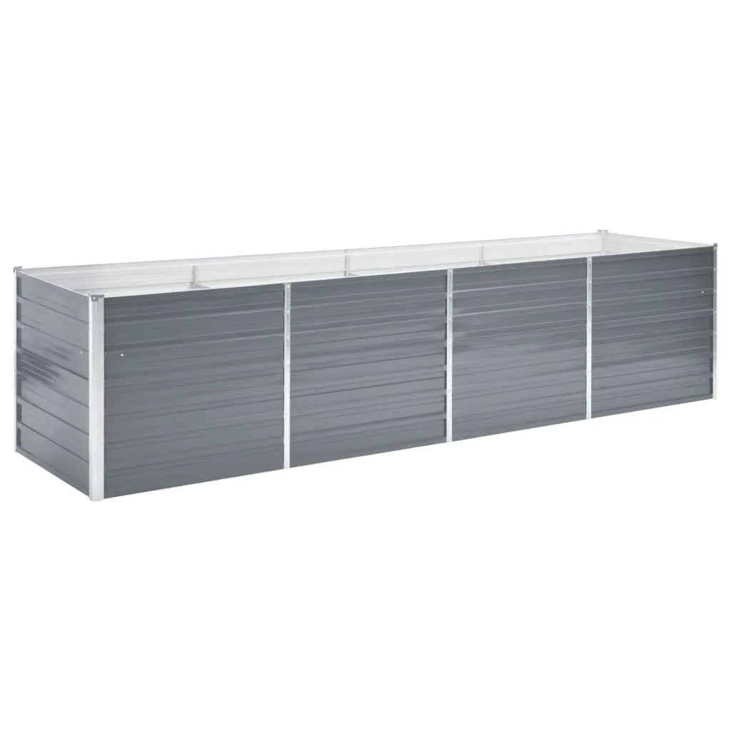Fioriere | Cassetta per fiori | Letto Rialzato Giardino in Acciaio Zincato 320x80x77 cm Grigio