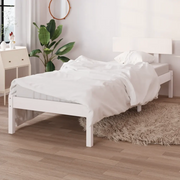 Giroletto-Struttura Letto Bianco in Legno Massello di Pino 100x200 cm 386205
