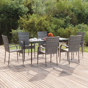 Set da Pranzo da Giardino 7 pz Grigio in Polyrattan cod mxl 35465