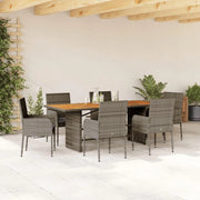 Set da pranzo giardino 7 pezzi e cuscini in rattan sintetico grigio, set tavolo e sedie da giardino, tavolo da terrazza all'aperto e sedie, set terrazza, mobili da giardino esterno - 3213512