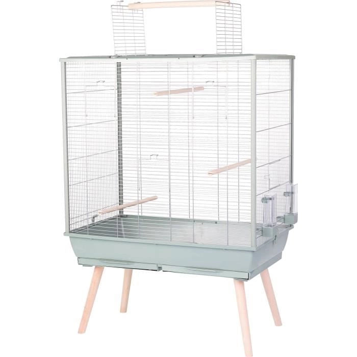 Gabbia per uccelli rialzata - Zolux - Néolife - Per parrocchetti, calopsitte, canarini - 81 x 48 x 130 cm - Verde