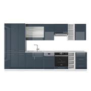 Mobile da cucina Fame-Line Blu scuro lucido/Bianco 355 cm senza piano di lavoro Vicco
