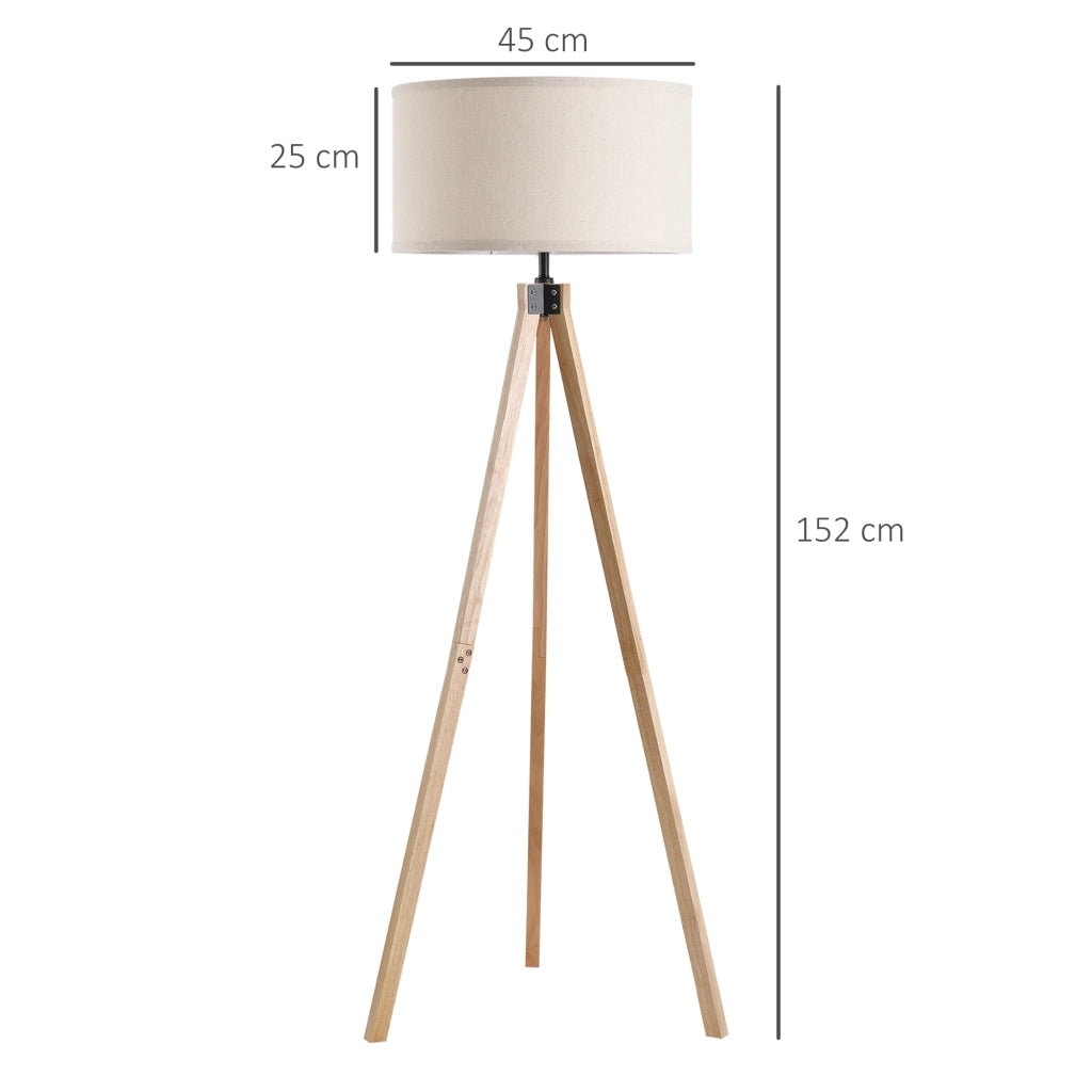 Lampada a Treppiede Scandinavo ¨C Minimal ¨C Legno di Pino Lino Beige 45x45x152 cm