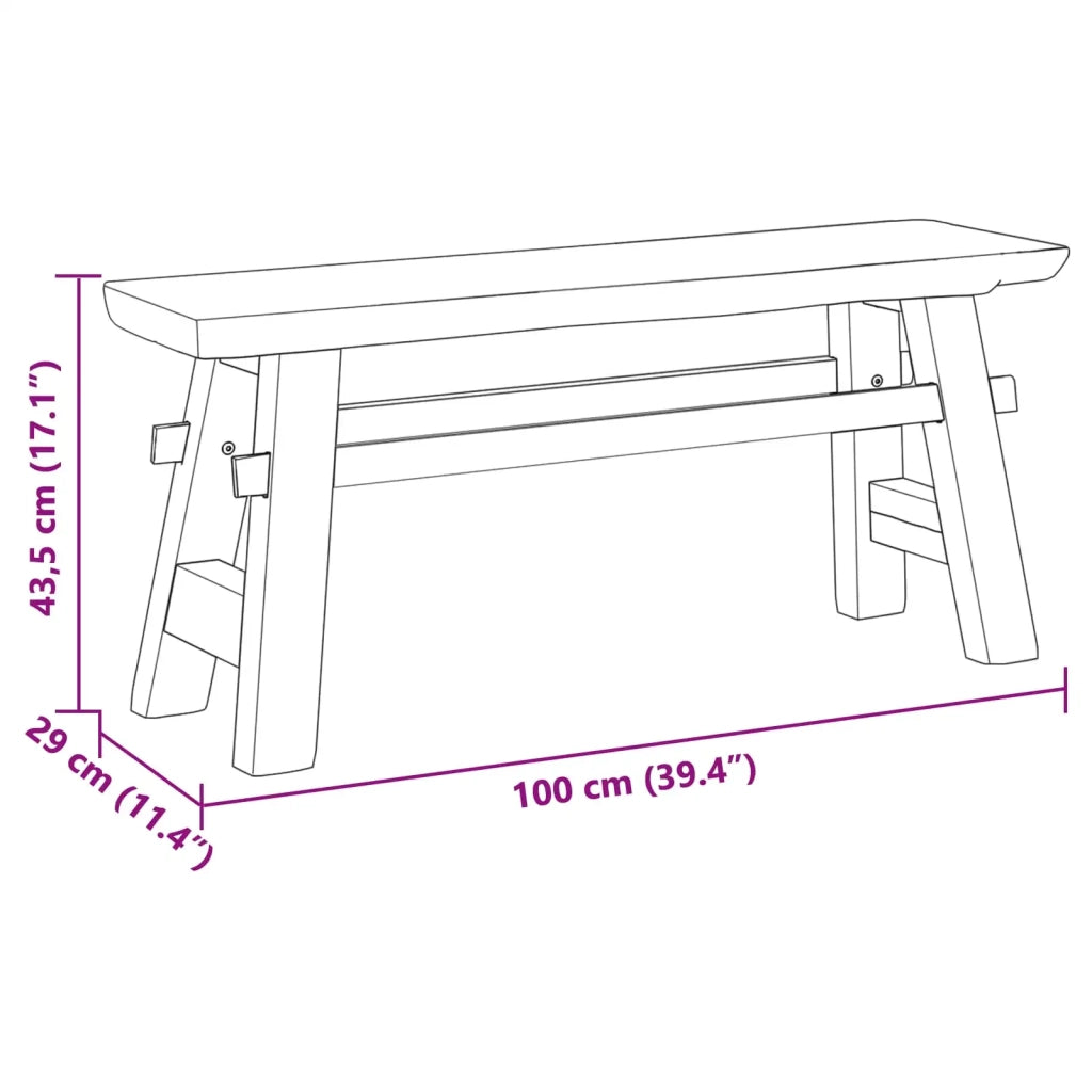 panchina Naturale 100 x 29 x 43,5 cm Legno di teak solido 42007498