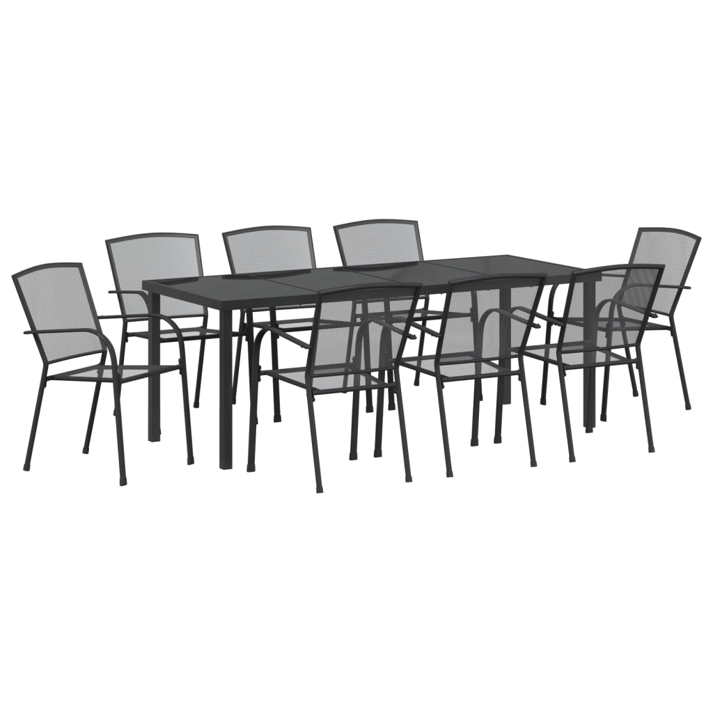 Set da Pranzo da Giardino 9 Pezzi Acciaio Antracite