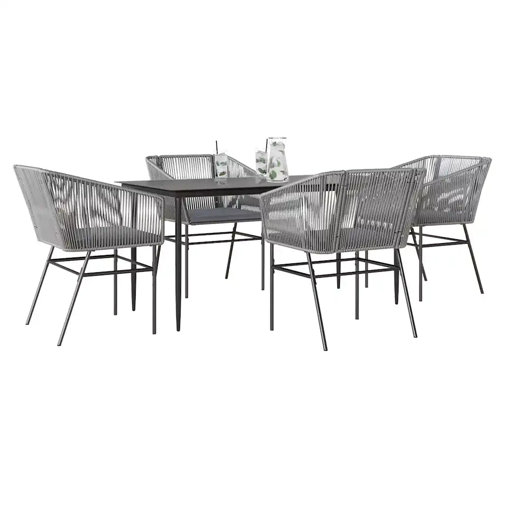 Set da Pranzo da Giardino 5 pz | Set Salotto da Giardino con Cuscini Polyrattan Vetro