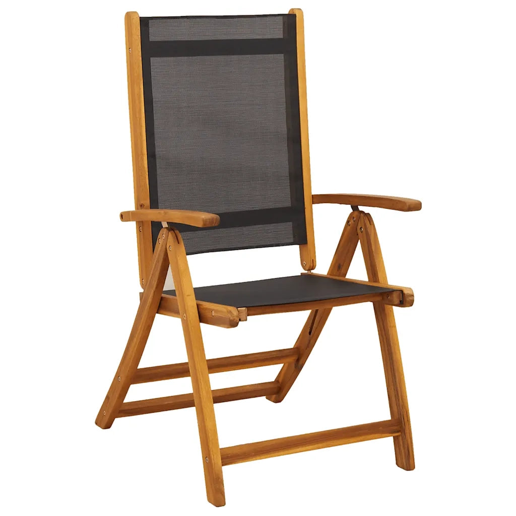 Set Pranzo da Giardino 9pz Legno Massello di Acacia e Textilene
