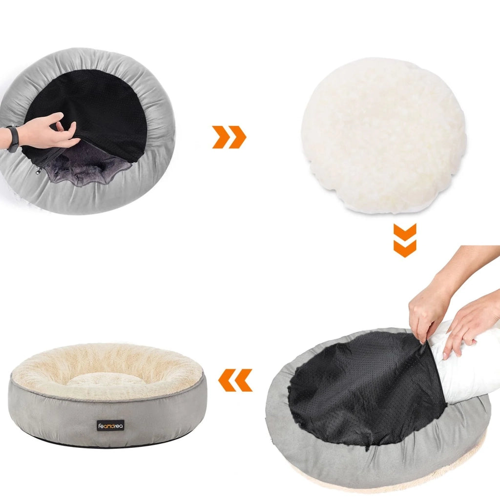 Cesta rotonda per cani cuccia per gatti donuts diametro 60 cm grigio chiaro 12_0001211