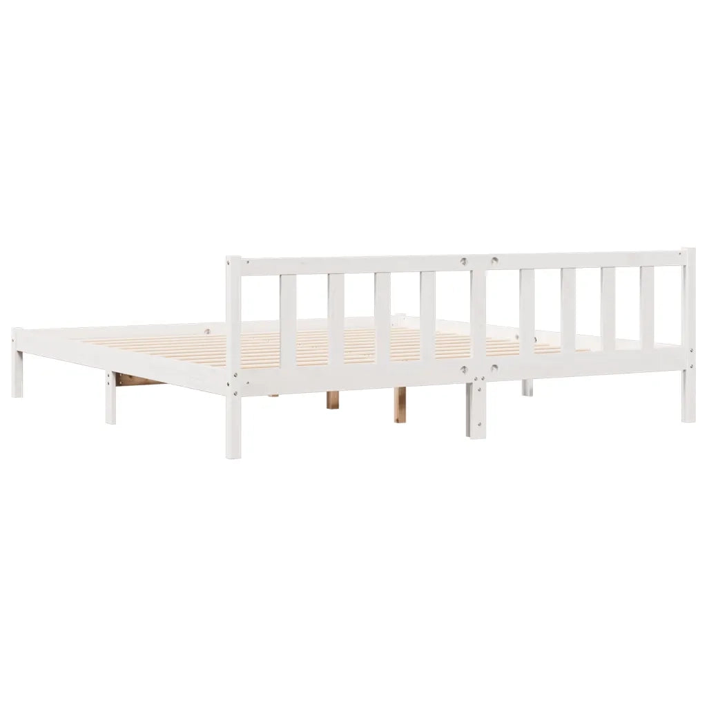 Letto Extra Lungo senza Materasso Bianco 200x220 cm in Pino 852455