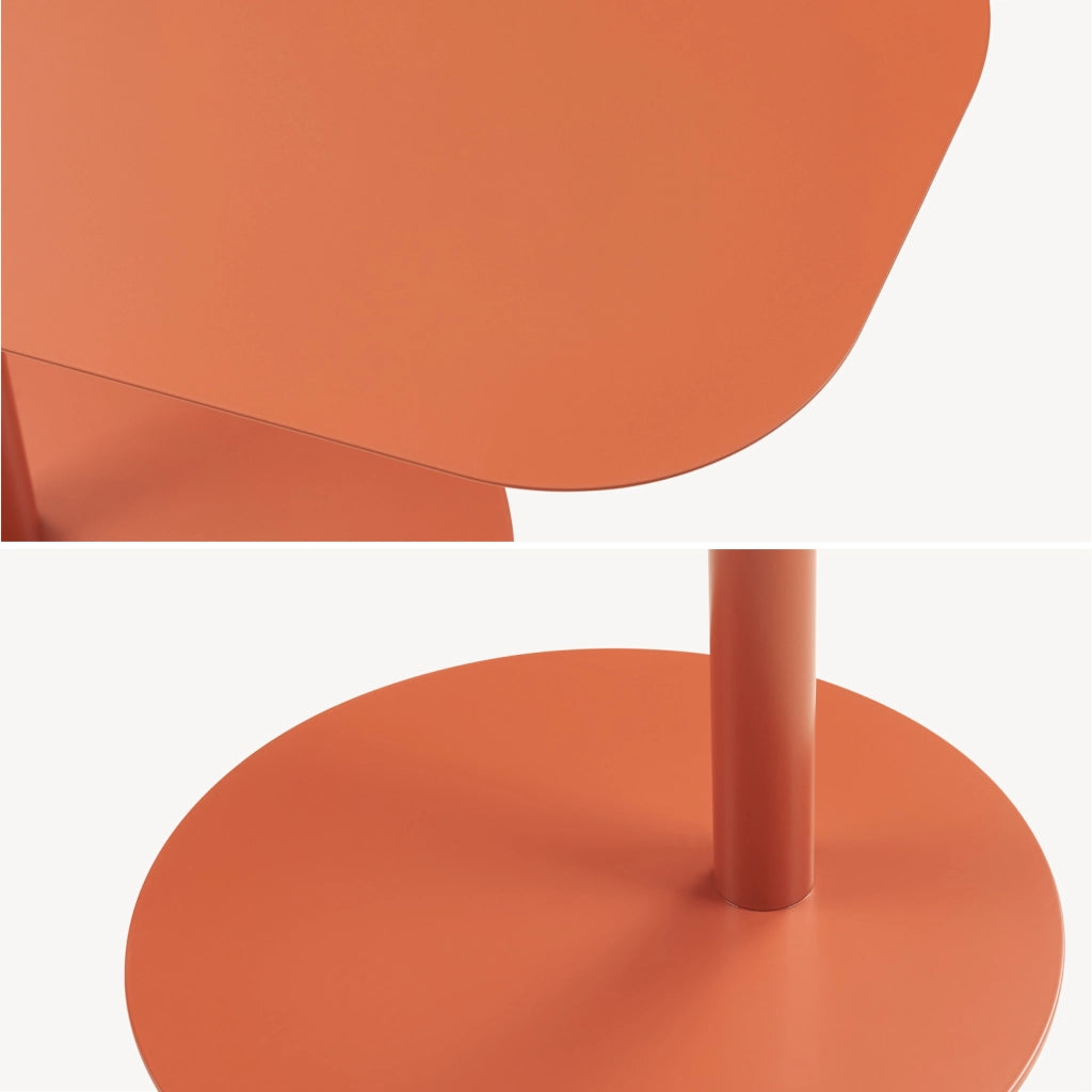 Tavolino Laterale da Divano Nastätten Metallo Piano Trapezoidale - Rosso Mattone Opaco [en.casa]