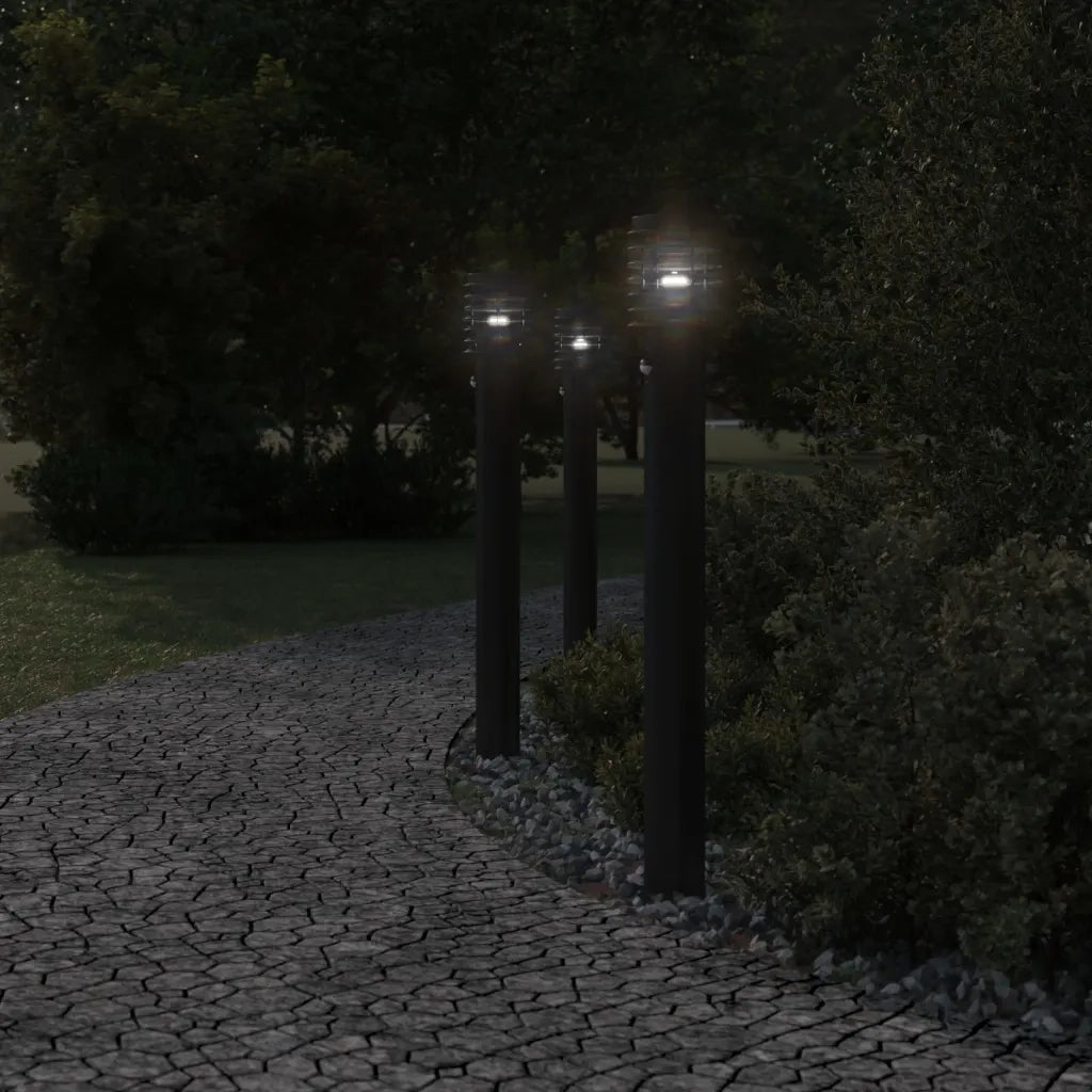 Lampade da Terra per Esterni Sensore Nere 3 pz 110 cm Acciaio 4006372