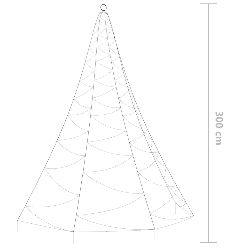 Albero da Parete con Gancio Metallico 260 LED Blu 3 m 328642