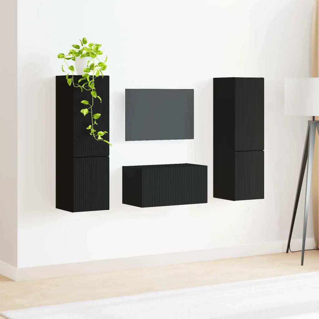 Set mobile TV 5 pcs Nero Legno multistrato 3409097