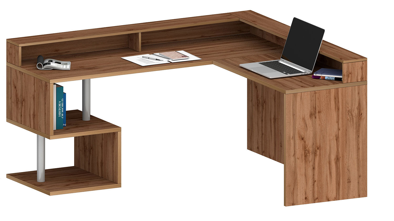 Scrivania Angolare a Giorno 182x160x60x92,5h cm Esse Rovere Wotan