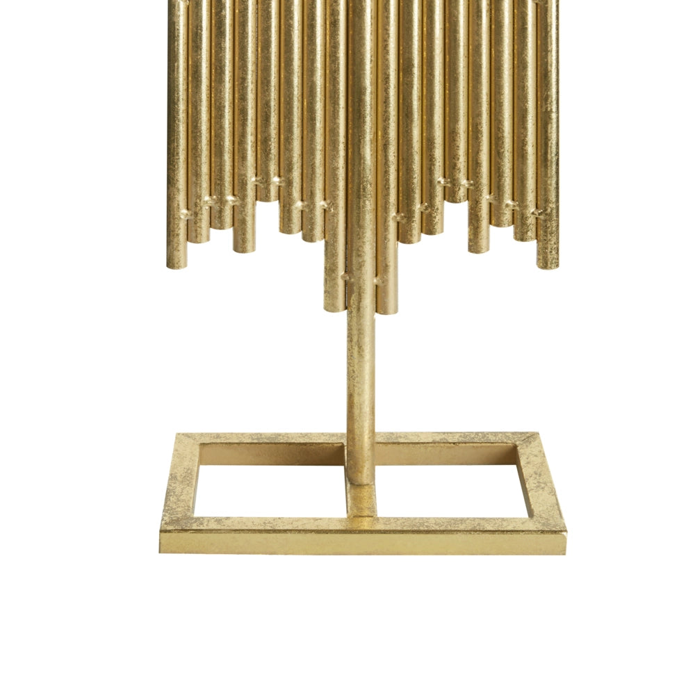 Portacandele moderno in metallo e vetro color oro 47 cm Nias ideale per interno ed esterno