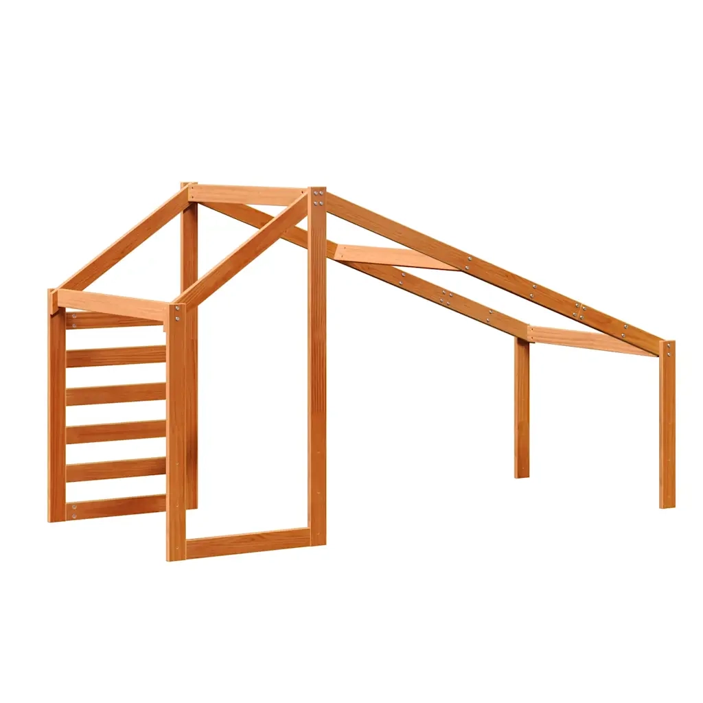 Tetto Letto Bambini Marrone Cera 188x82x113 Legno Massello Pino