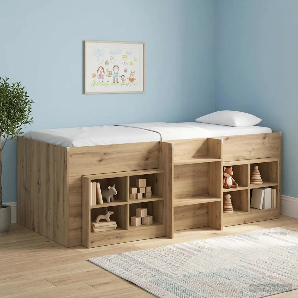 Letto Alto per Bambini 2 pcs Rovere Artigianale 98.5 x 200 cm