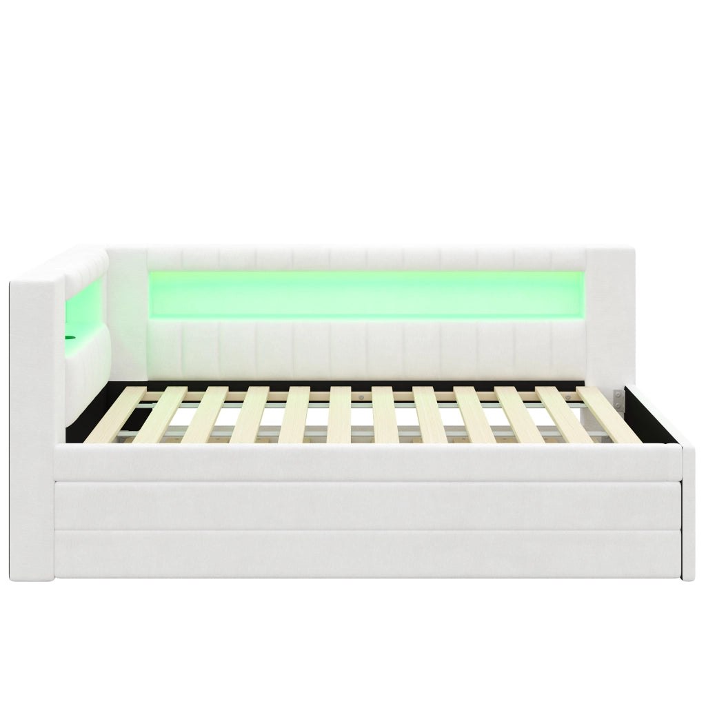 Letto imbottito con giroletto e cassetti ¨C Minimal ¨C Bianco 90x200 cm con LED