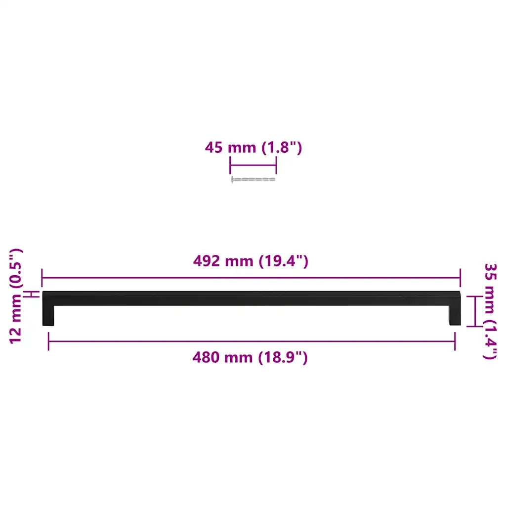 Maniglie per Mobili 5pz Nere 480mm in Acciaio Inox 155403