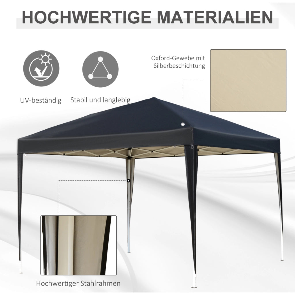 Padiglione circa 3x3m gazebo pieghevole impermeabile stabile e impermeabile per l'inverno protezione UV tenda da giardino pieghevole con borsa gazebo da giardino per campeggio nera