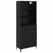 Credenza | Madia | Buffet da pranzo | Armadio da pranzo Rovere Nero 69,5 x 34 x 180 cm Legno multistrato