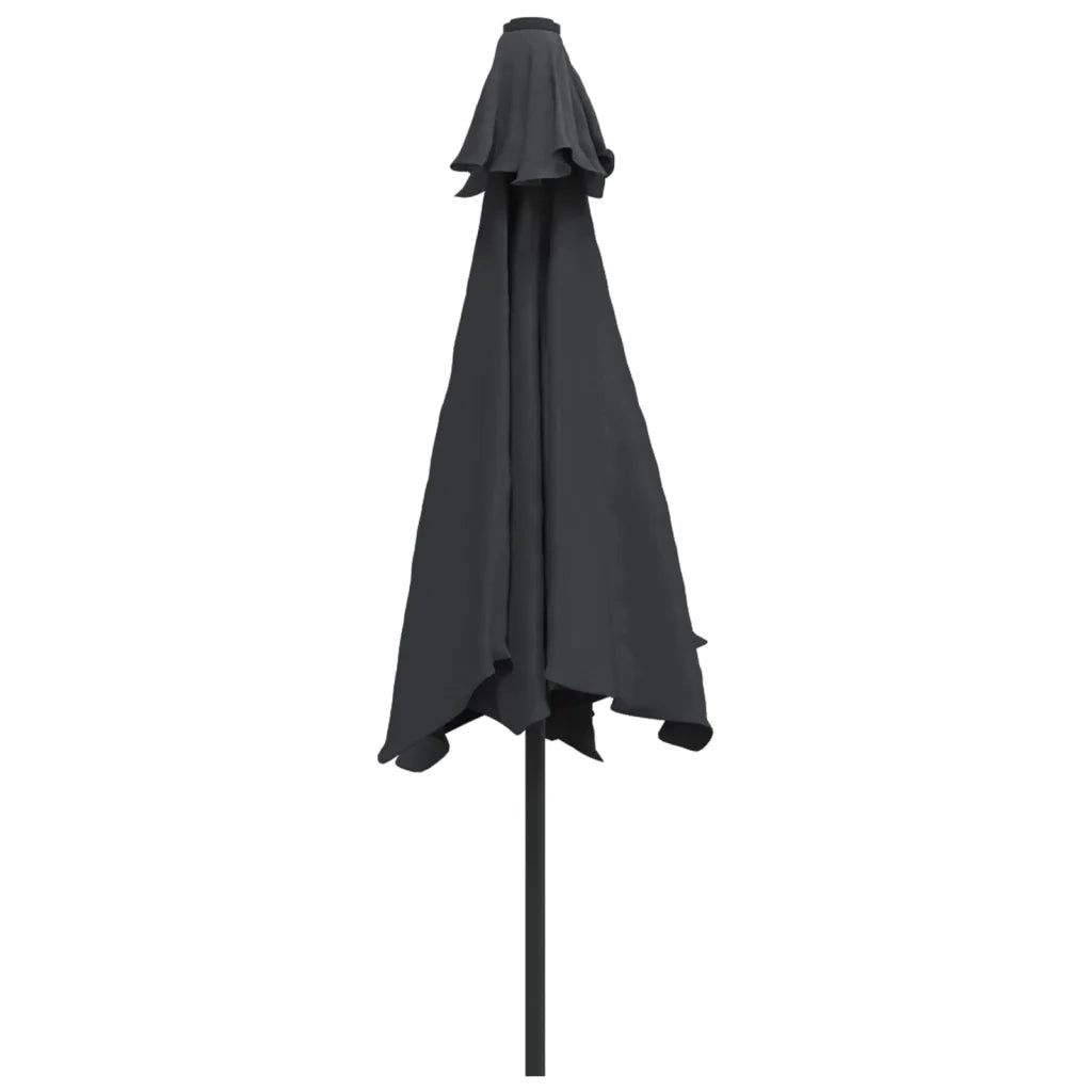 Ombrellone da Esterni con LED e Palo in Acciaio 300 cm Nero 47134