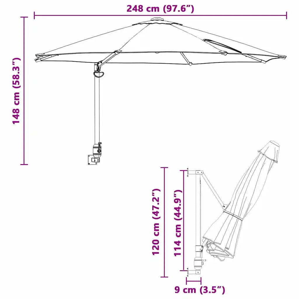 Ombrello da giardino Talpa 248 x 248 x 148 cm 42003230