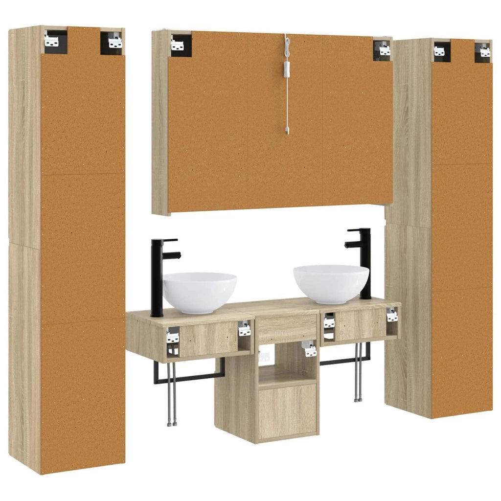 Set di mobili per il bagno 6 pcs Rovere Sonoma 3407185