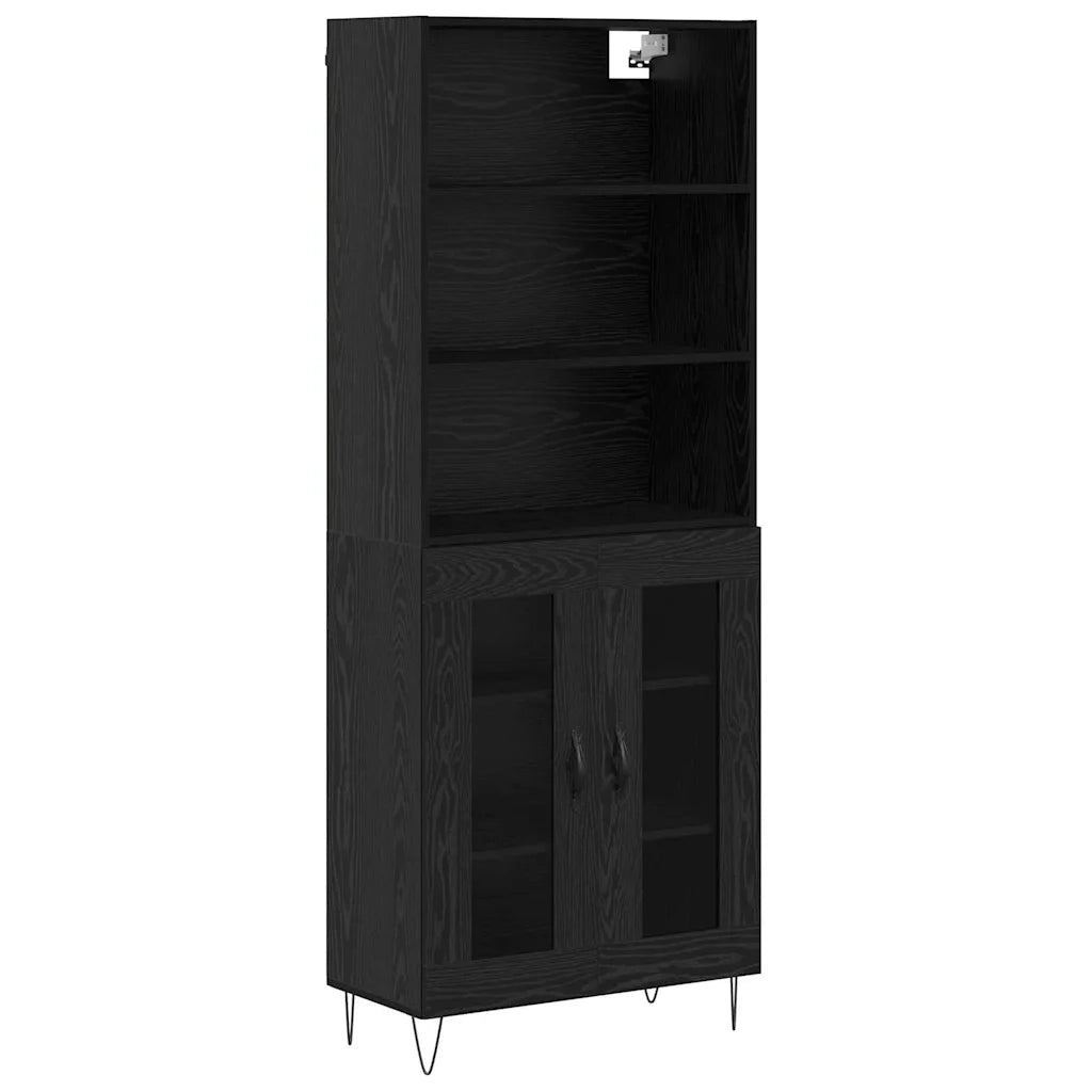 Credenza 2 pcs Rovere Nero Legno multistrato 3403173