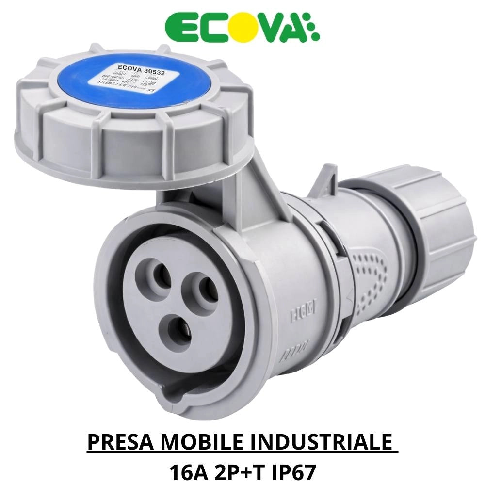 Presa industriale ecova 30532 16a 230v 2p+t ip67