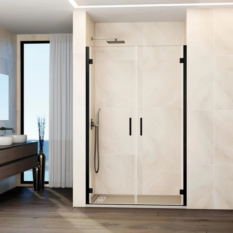 Box doccia frontale GLASS 2 porte battenti 145 cm (143-147; 70+70) titanio trasparente