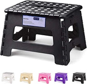 Sedia a sbarre per bambini con sedile pieghevole sedia per bambini con sbarre pieghevoli scala per bambini in plastica nera compatta e spazievole per carico 115kg 8.5 "per cucina e bagno