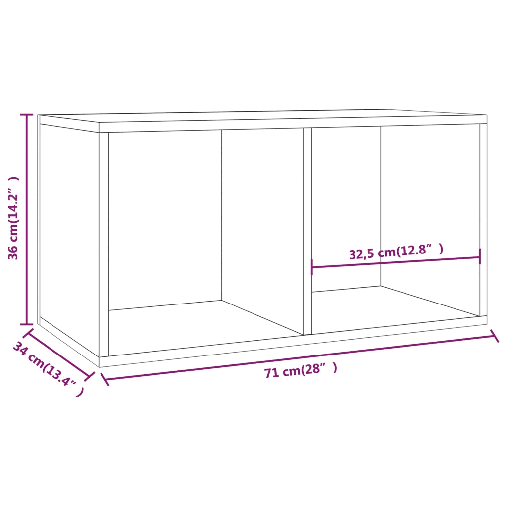 Contenitore per Vinili Rovere Fumo 71x34x36cm Legno Multistrato 815252