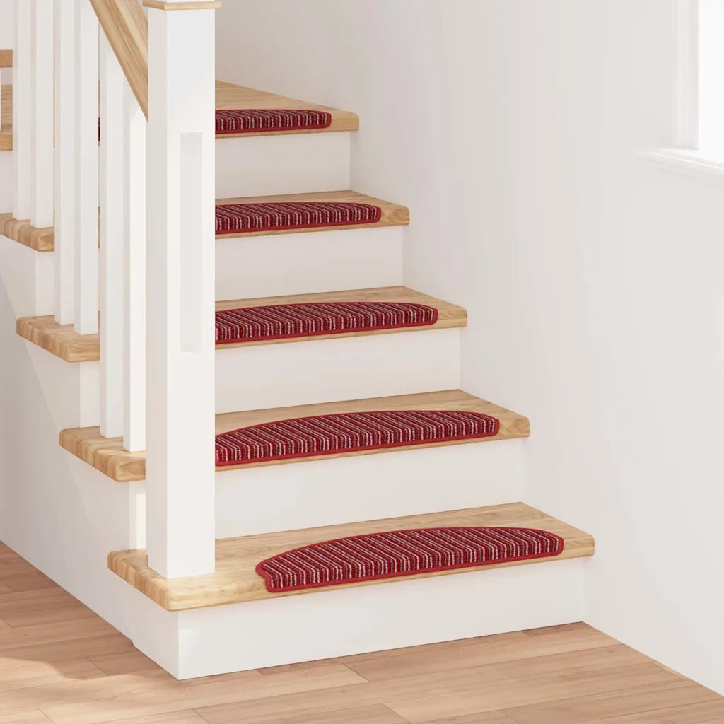 Tappetini per scale autoadesivi 15 pcs Rosso 65 x 21 x 4 cm