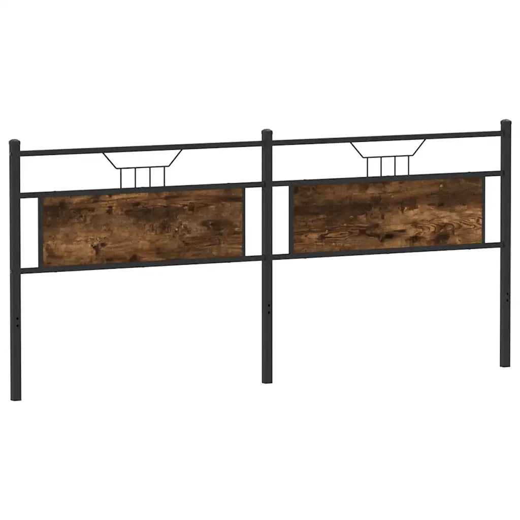 Testiera Rovere Fumo 193 cm in Legno Multistrato e Acciaio