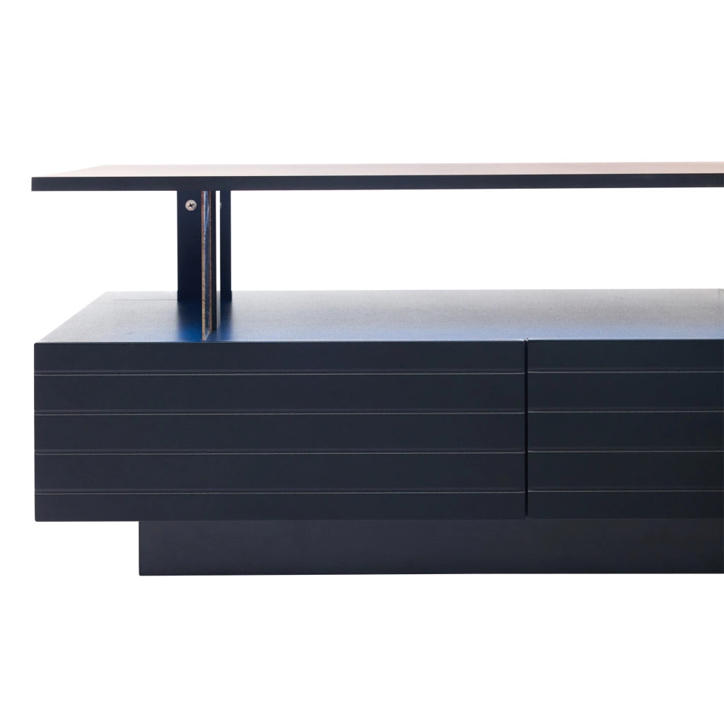 TAVOLO DA CAFFÈ LED 100x50x42 cm in acrilico nero con 2 cassetti