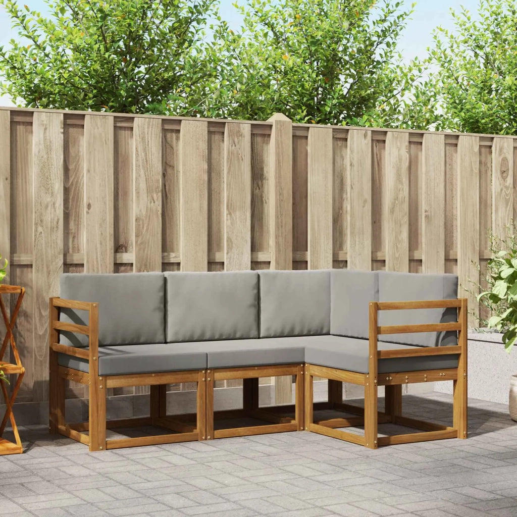 Set di divani da esterno 4 pcs Grigio Naturale e Chiaro