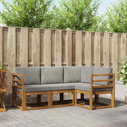 Set di divani da esterno 4 pcs Grigio Naturale e Chiaro