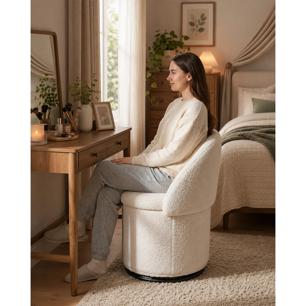 Pouf Contenitore con Schienale Reclinabile e Base Girevole Design Teddy 48x68 cm