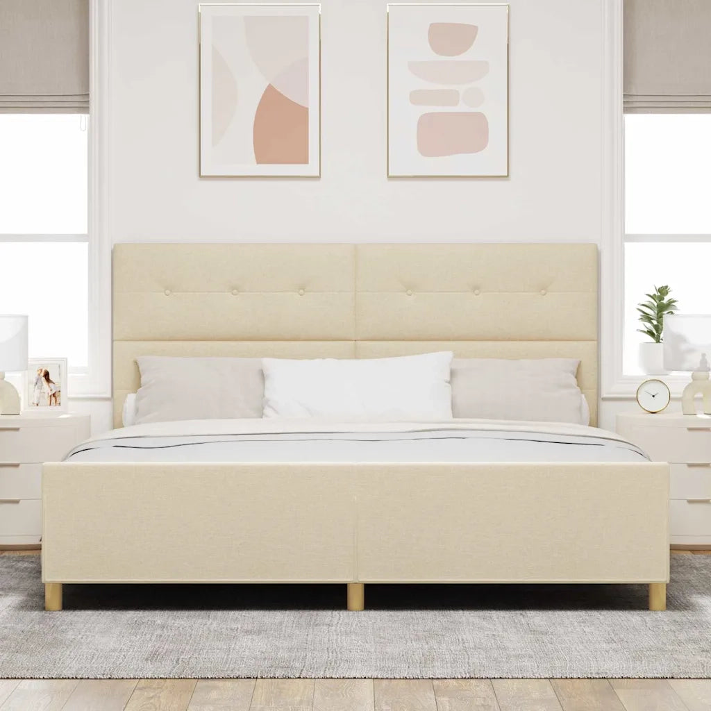 Struttura del letto con testiera Crema 200 x 200 cm Tessuto