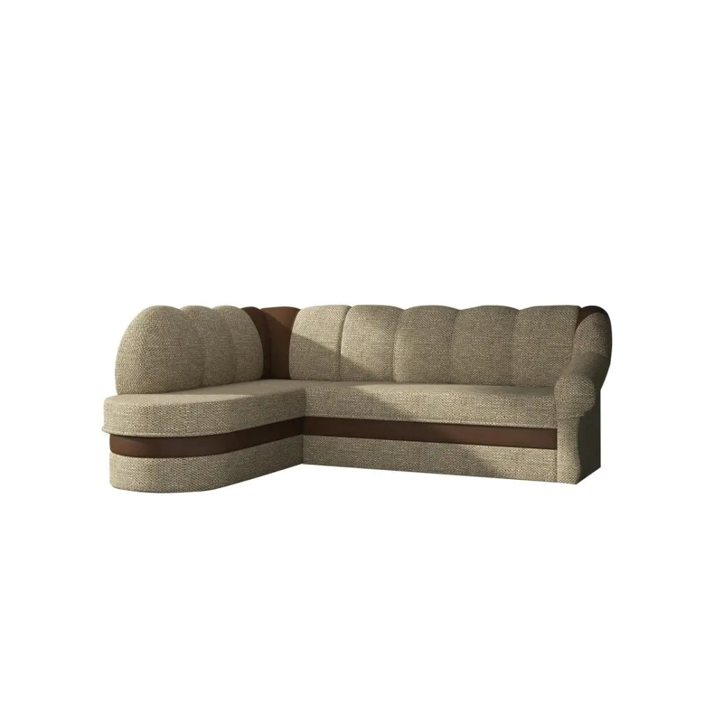 Divano angolare sinistro convertibile BENANA 250 cm beige e marrone con contenitore