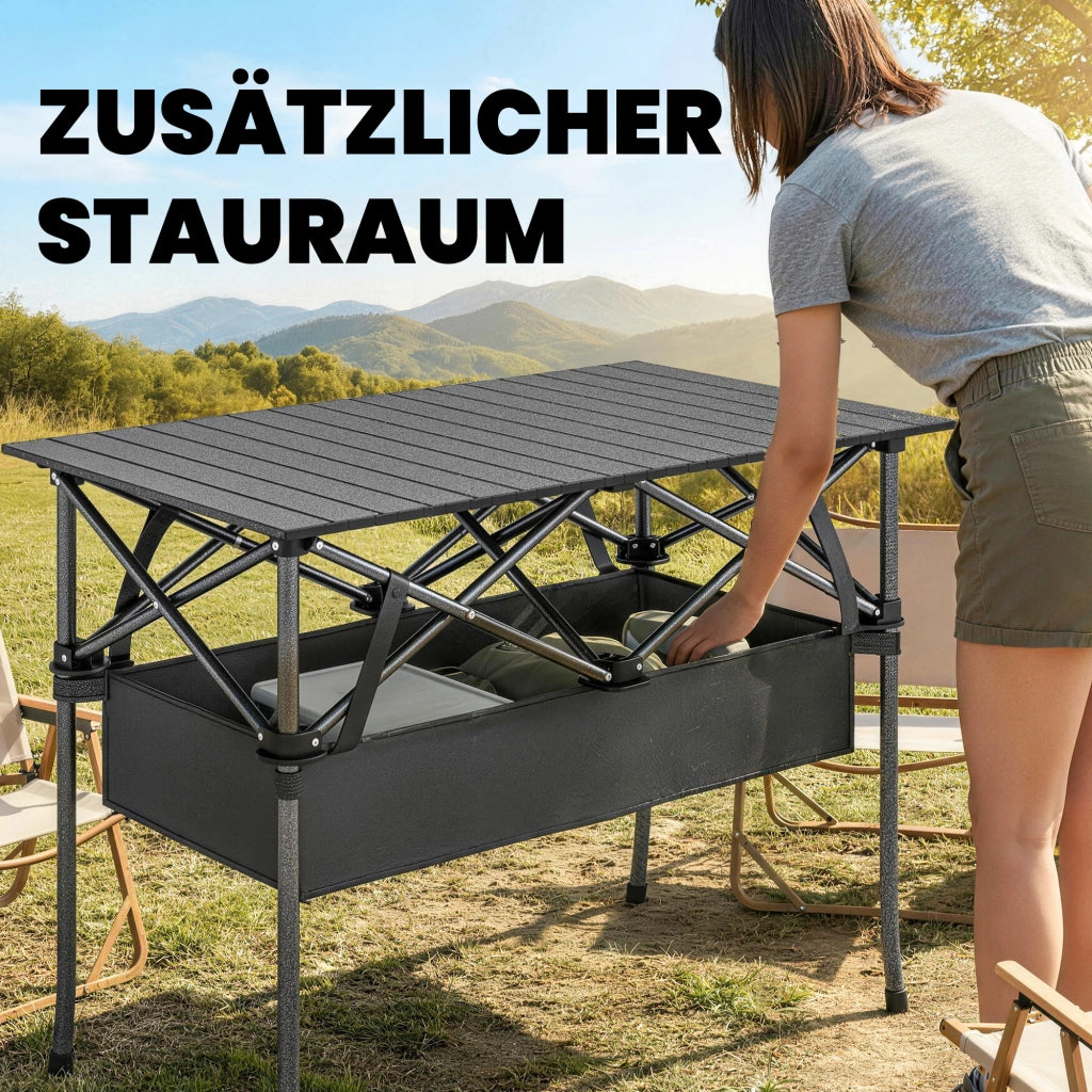 Tavolo da picnic pieghevole e rotelle ¨C Minimal ¨C Nero, rete, 70x70x70 cm